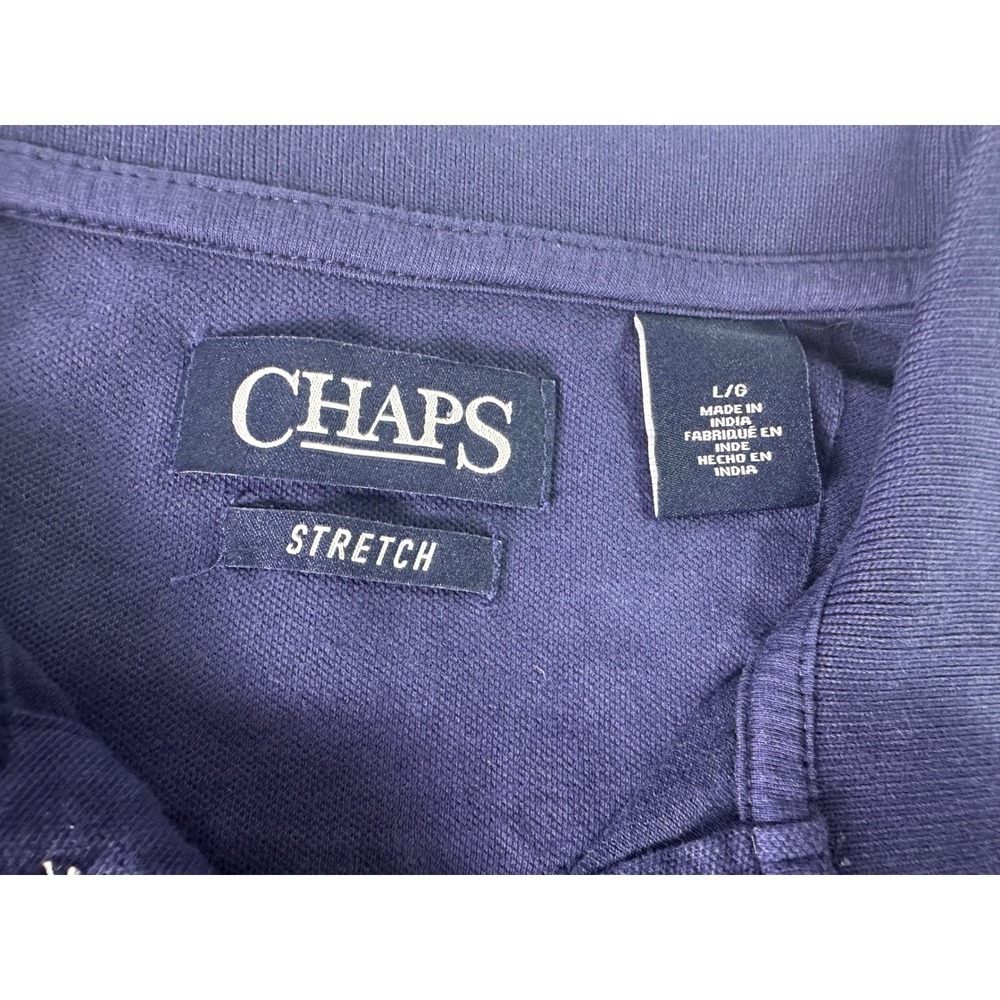 Chaps Stretch Polo Shirt Classic Fit Short Sleeve Casual Blue Top Mens Large - Picture 7 of 7